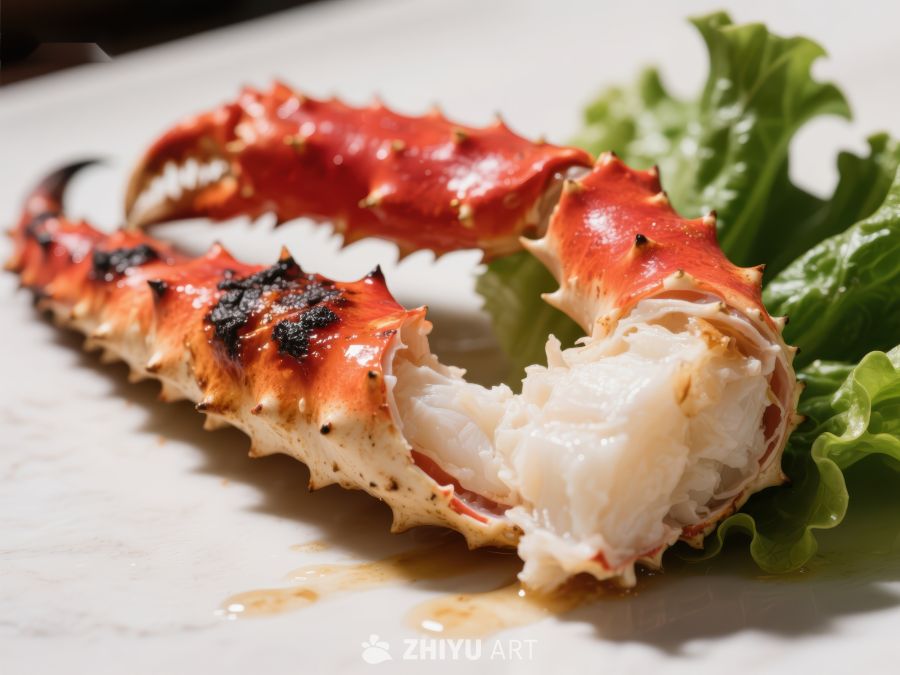 美味帝王蟹腿配生菜