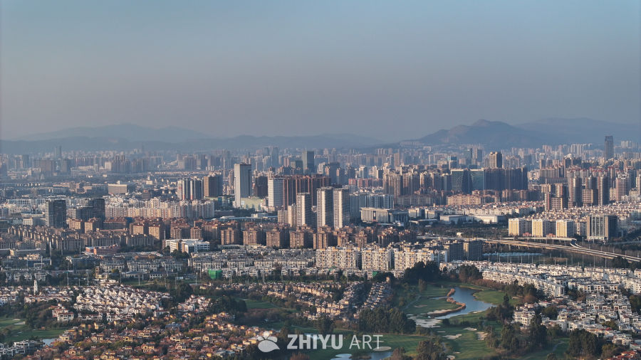 航拍云南昆明市 城市大景 2
