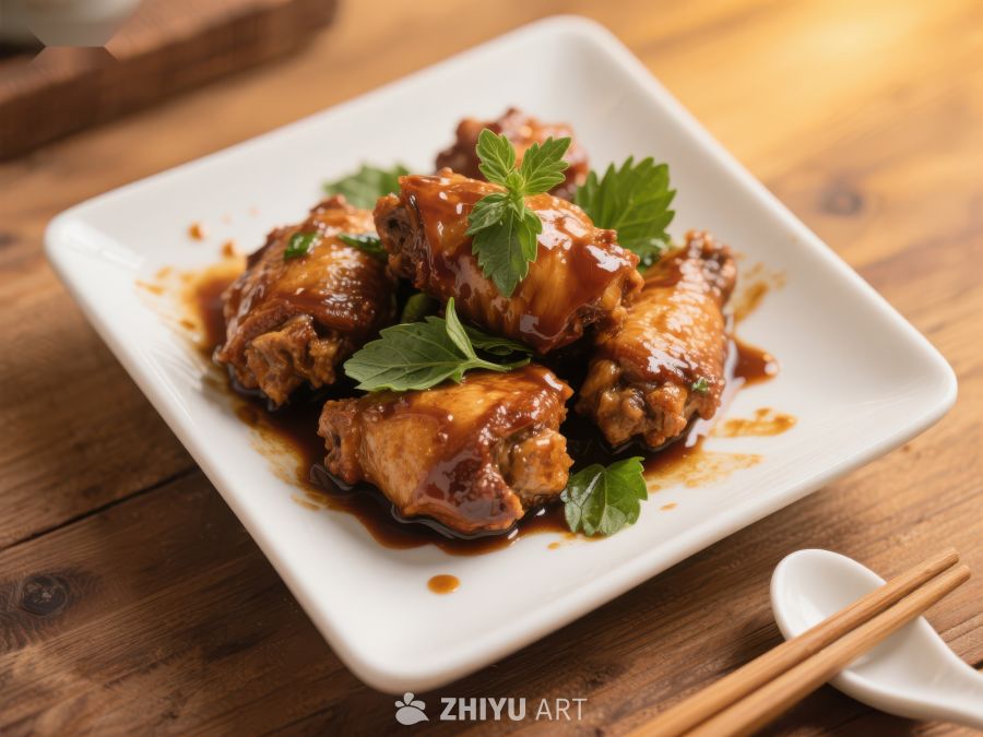 美味酱鸡翅配香草装饰 559