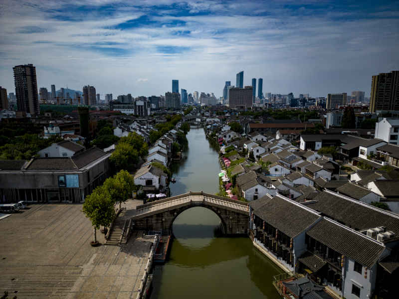 江苏无锡城市风光航拍  