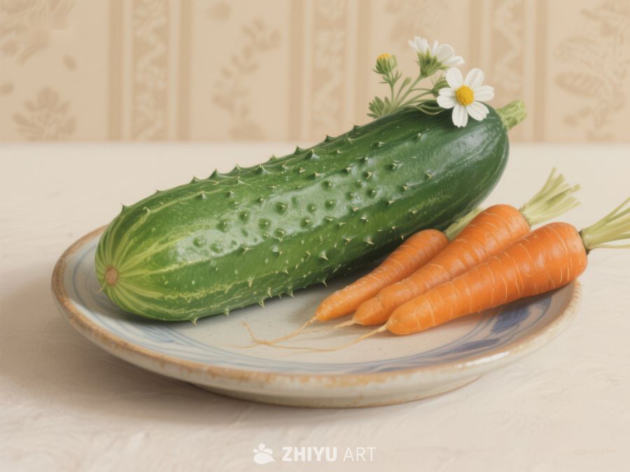 黄瓜与胡萝卜的静物组合 43