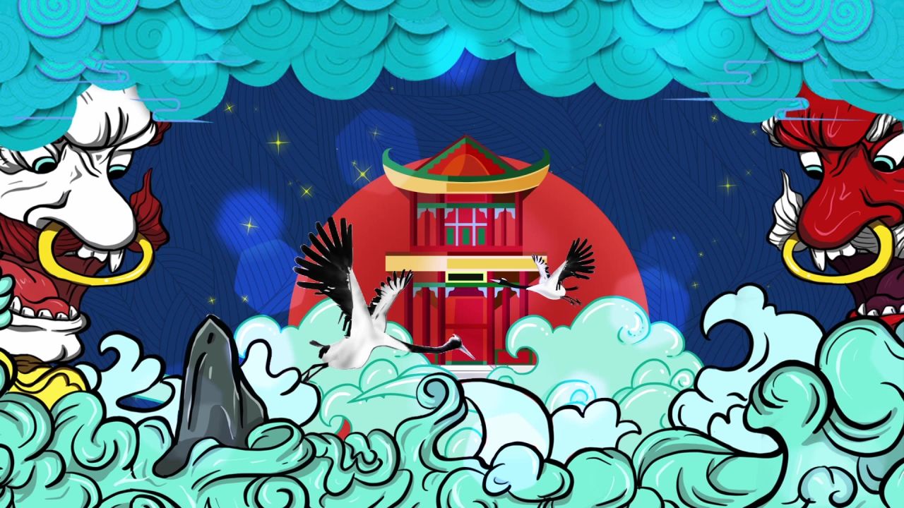 古风背景视频 中国风 意境春天 桃花 水墨 33