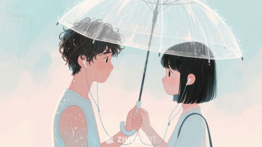 雨中共享伞下的温馨时光 639