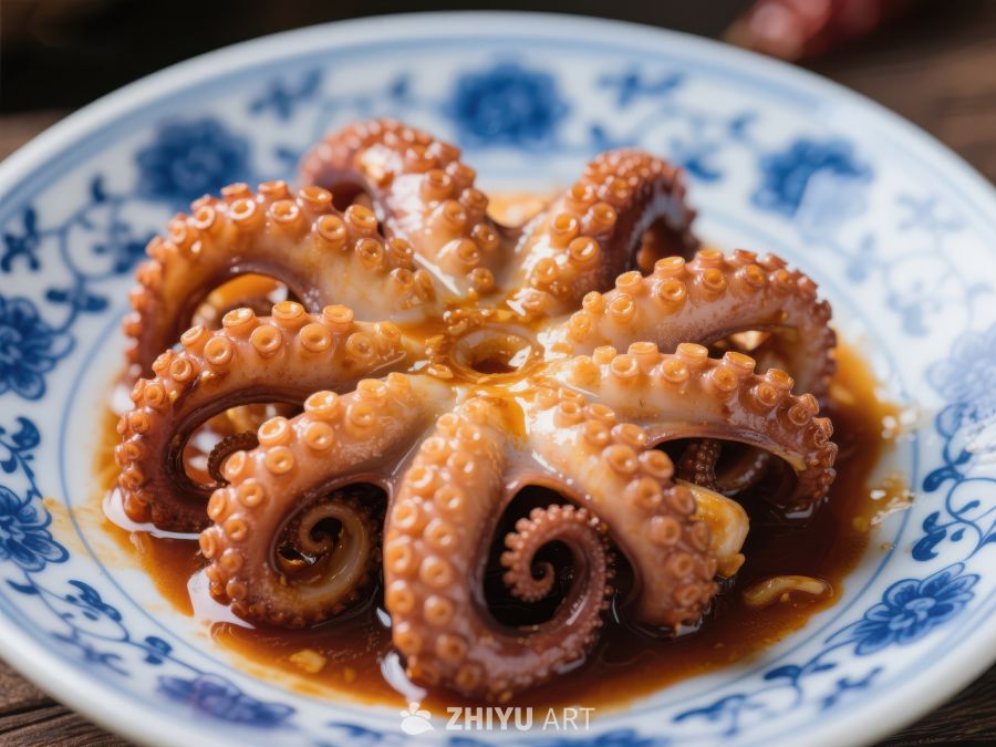 酱汁淋浇的章鱼美食 281