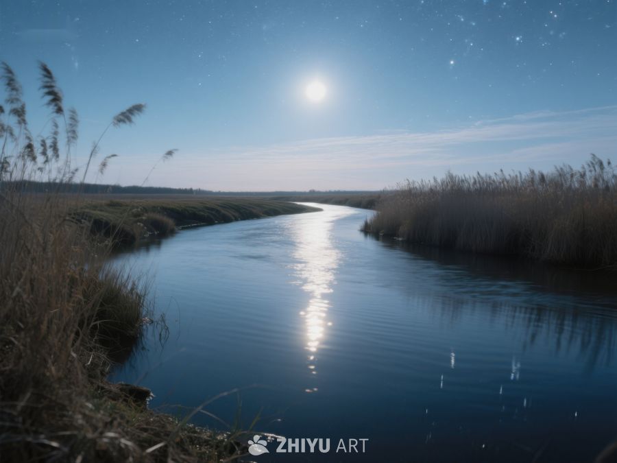 月光下的宁静河流 568