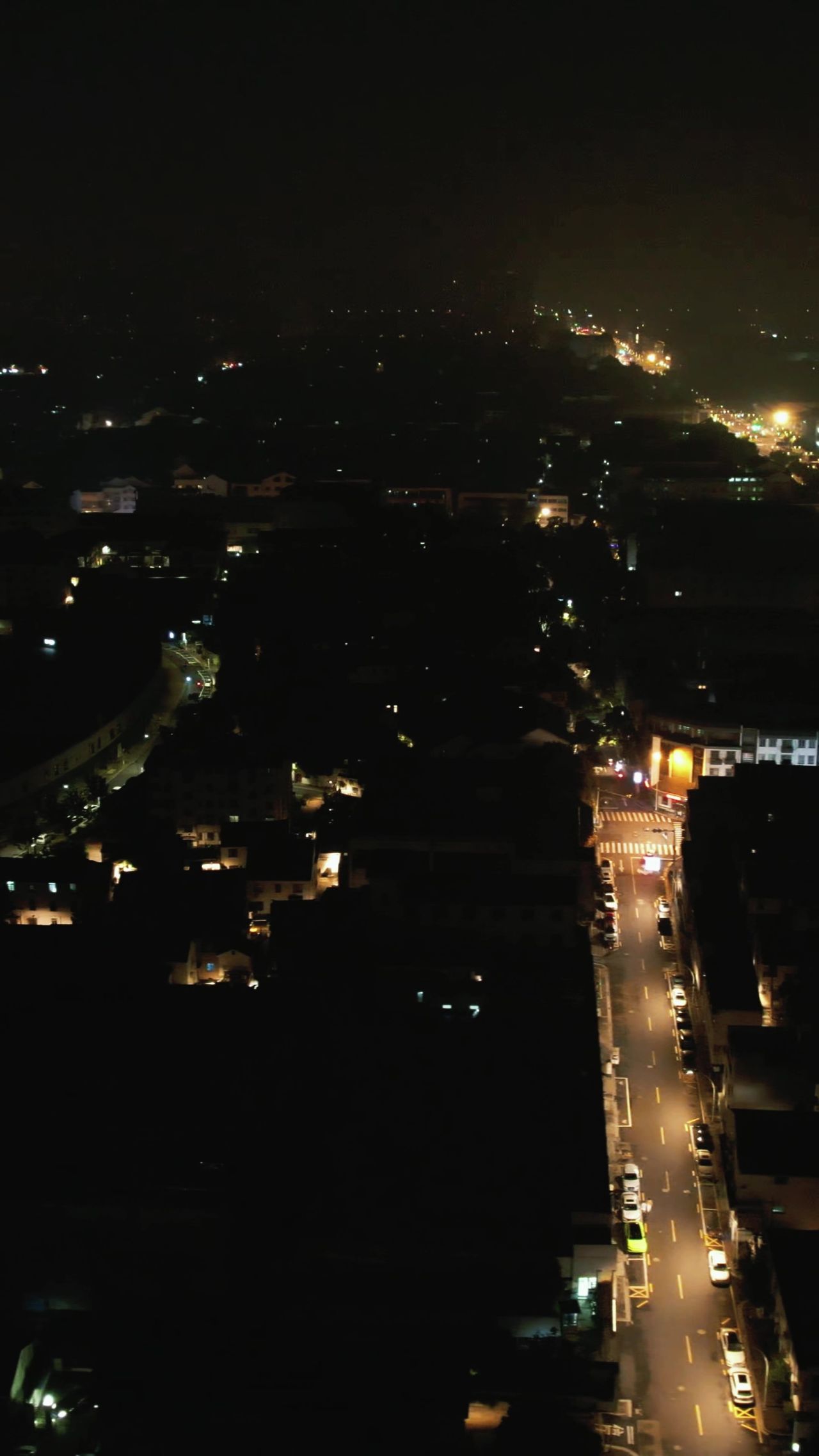 城市夜景交通竖屏航拍 