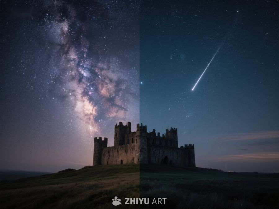 夜空下的古堡与流星 313