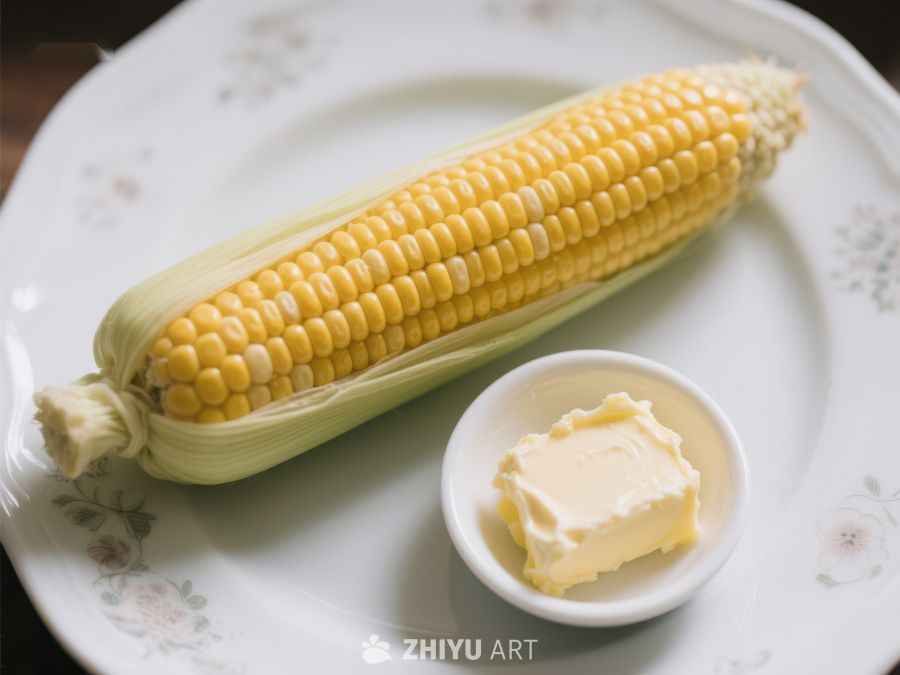 新鲜玉米配黄油，摆盘精美 530