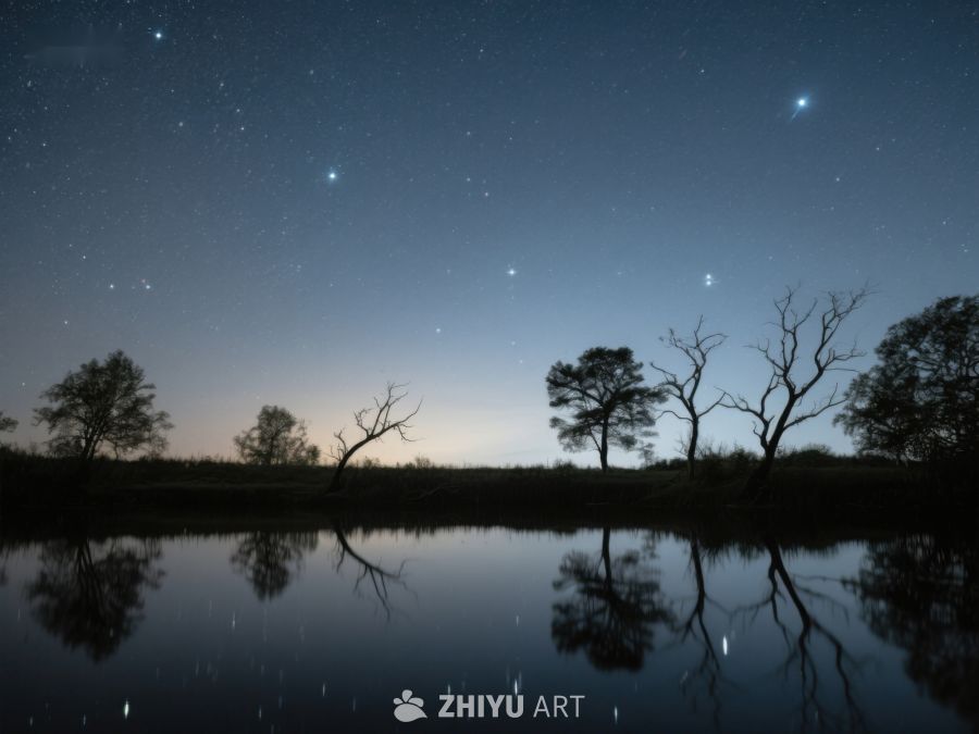 夜空下的静谧湖畔 306