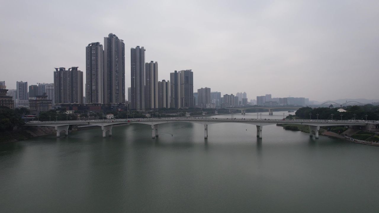  广西南宁邕江风光桥梁航拍 
