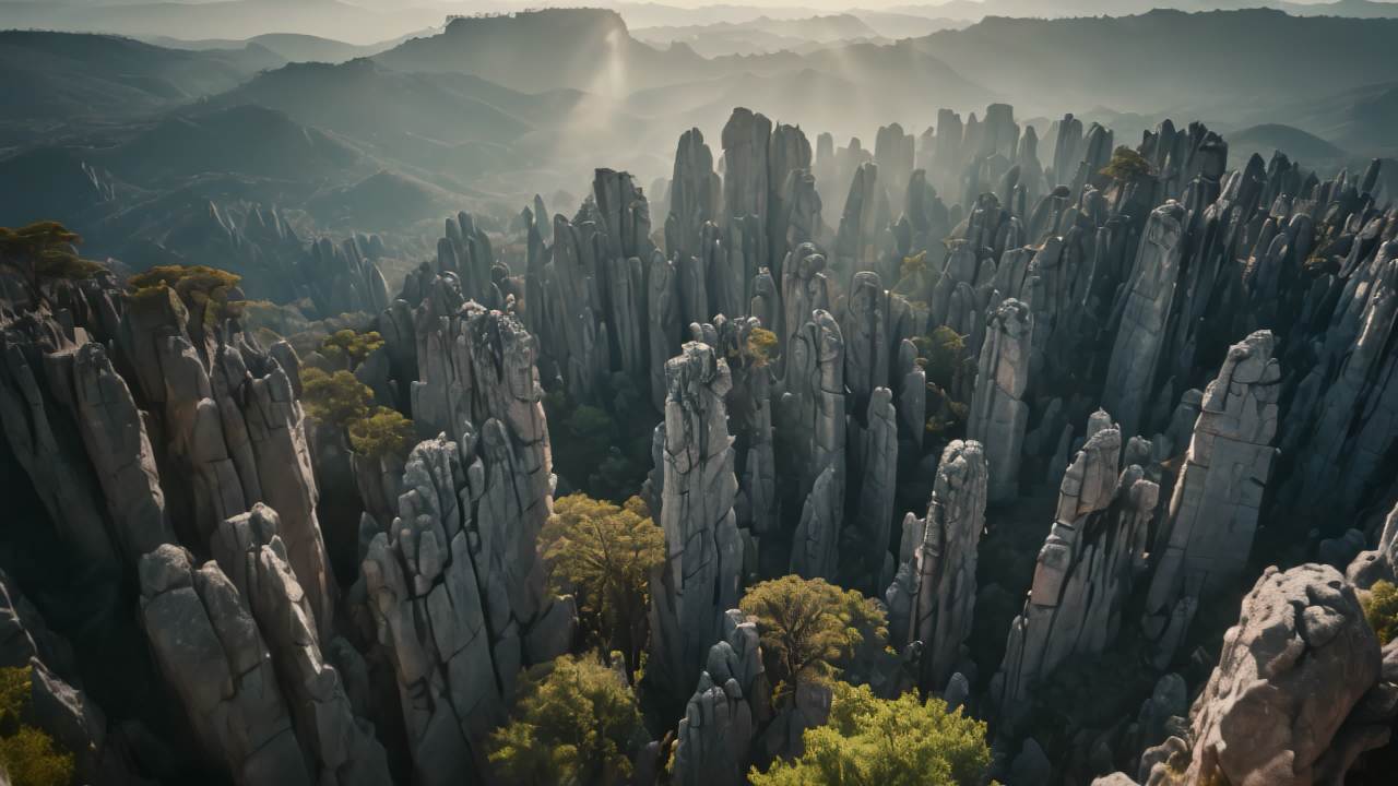 中国云南昆明石林风光特殊地貌 16