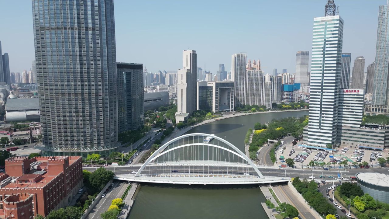  航拍天津大沽桥