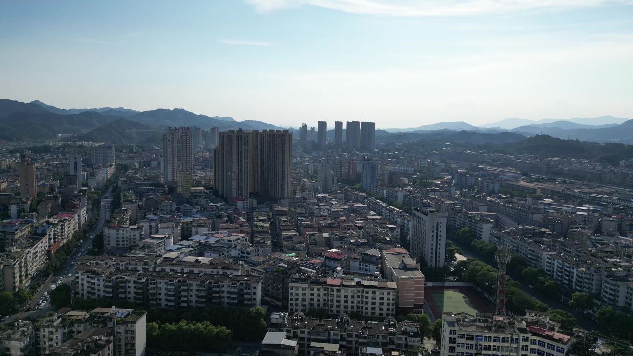 航拍江西萍乡润达国际秋收起义广场