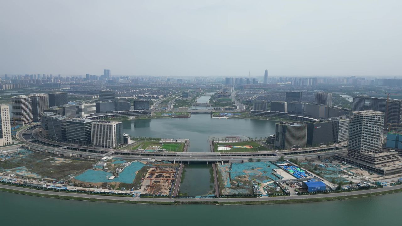 河南郑州龙湖风光航拍