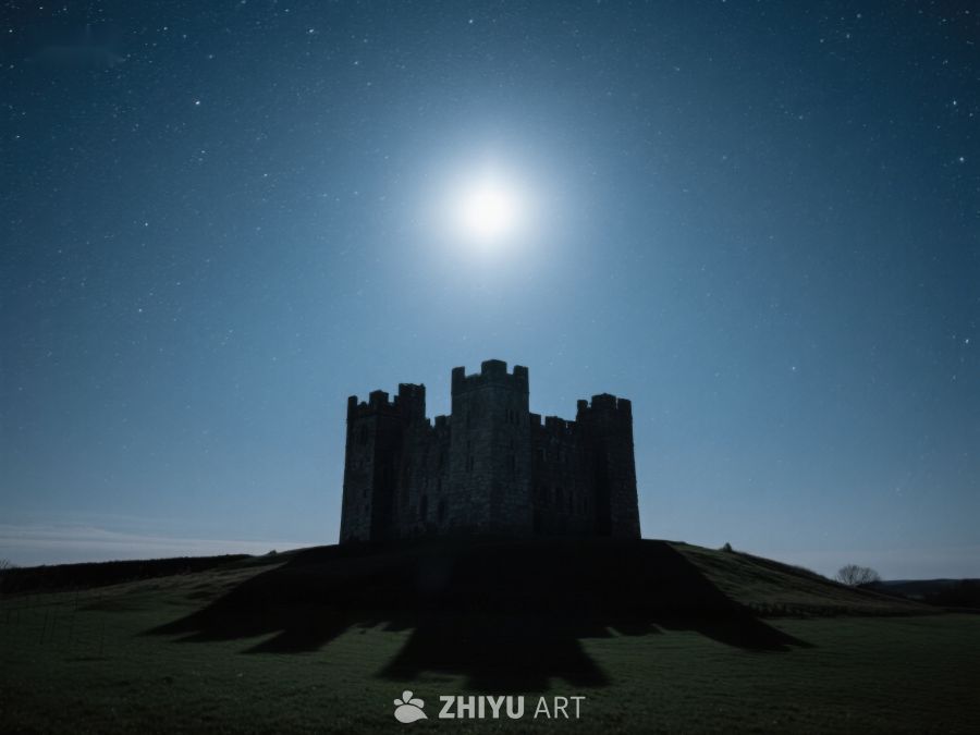 月光下的古老城堡剪影 564