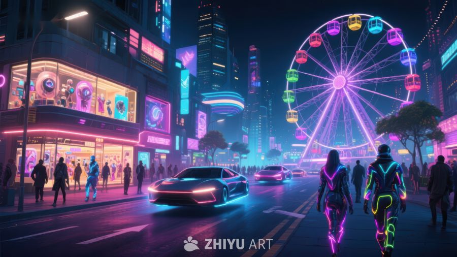霓虹未来都市夜景 440
