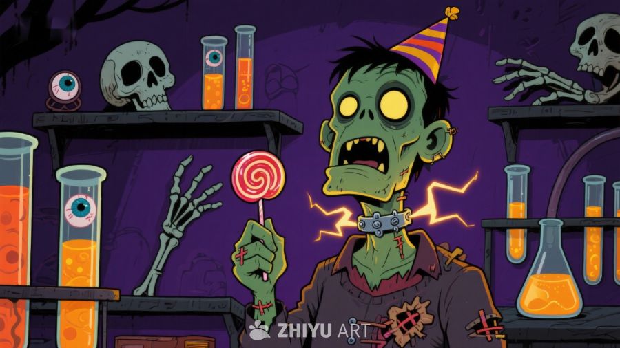 实验室里的僵尸吃糖果