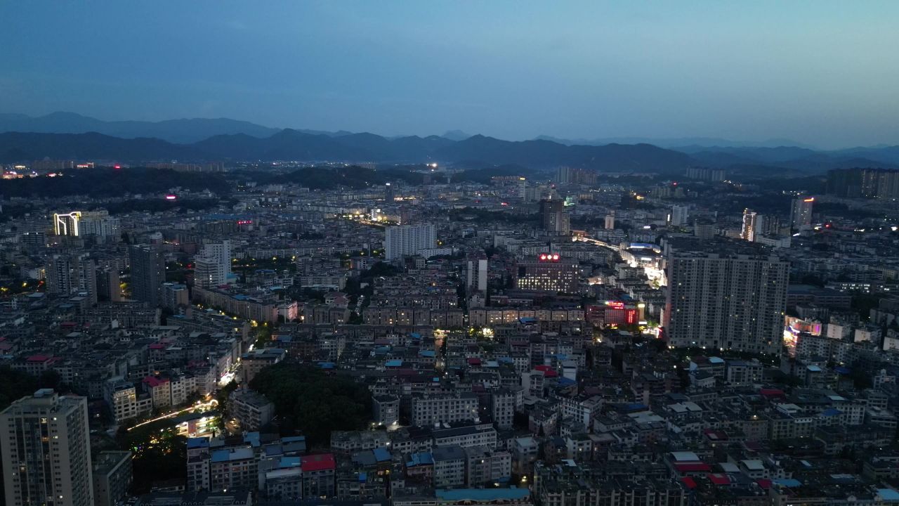 航拍江西萍乡夜幕萍乡夜景