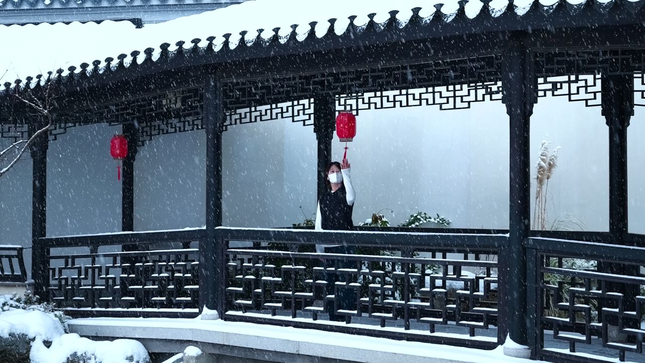 中式园林雪景 园林雪景 江南雪景 29