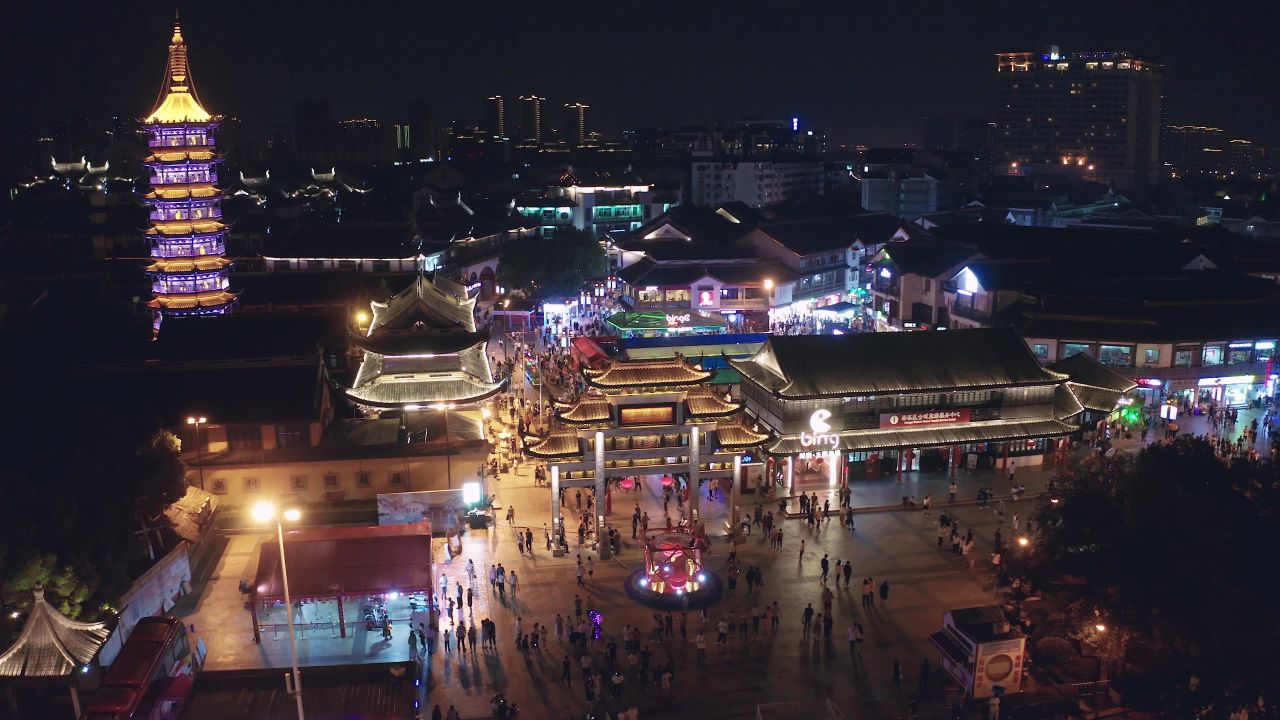 无锡南禅寺夜景航拍