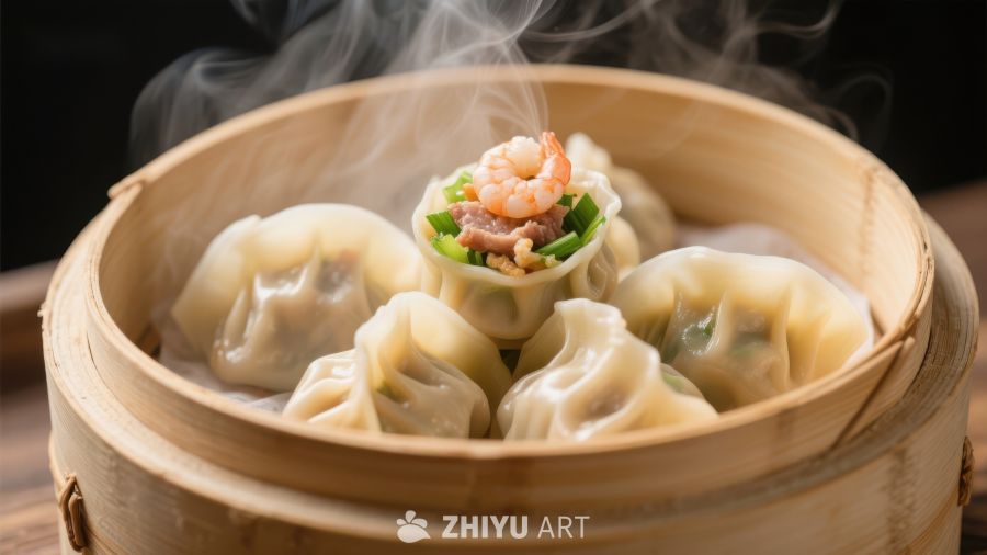 热气腾腾的蒸饺，鲜美诱人