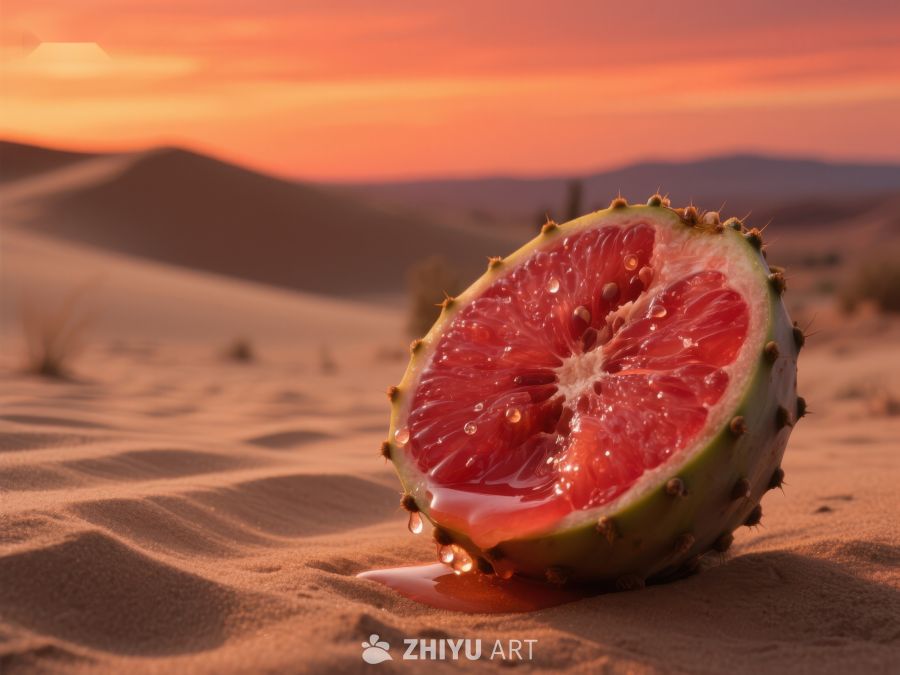 沙漠中的切开的水果 495