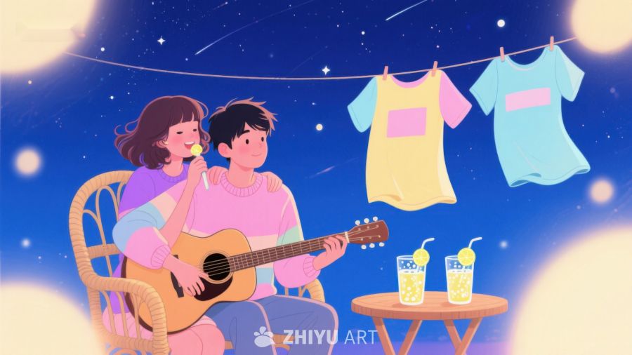夜空下弹吉他的情侣 572