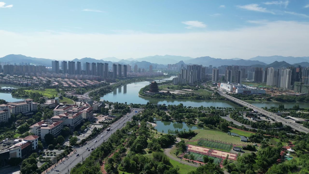  航拍江西宜春丰城广场