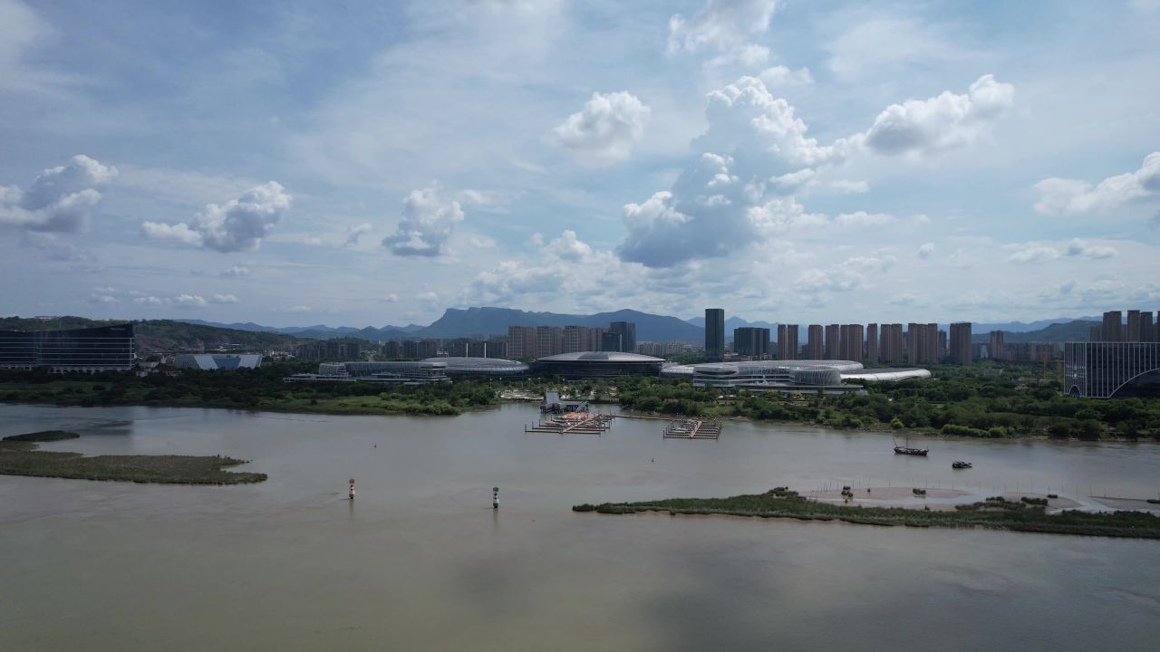 福建福州城市风光航拍 