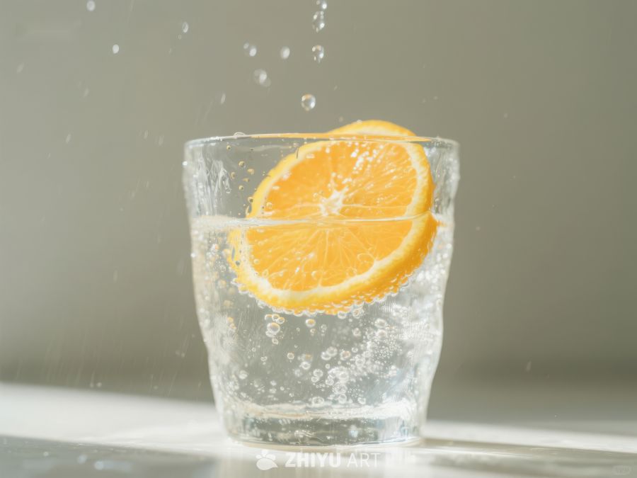 橙片落入气泡水中瞬间 74