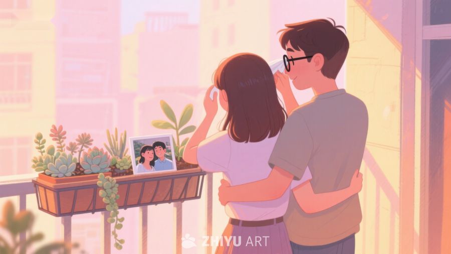 情侣阳台共赏城市风景 257