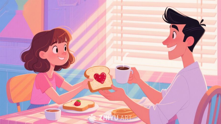 温馨早餐时光，爱心吐司传递情意 508