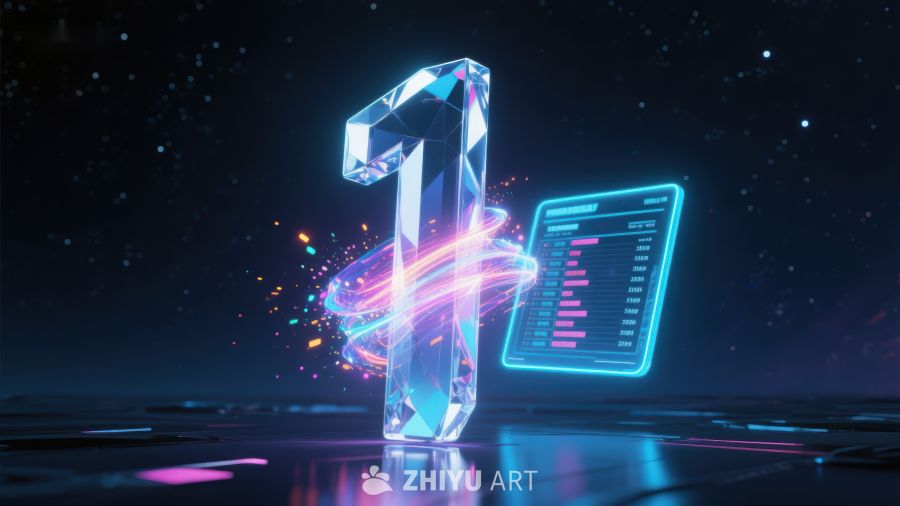 数字一号与数据界面的科技展示 534
