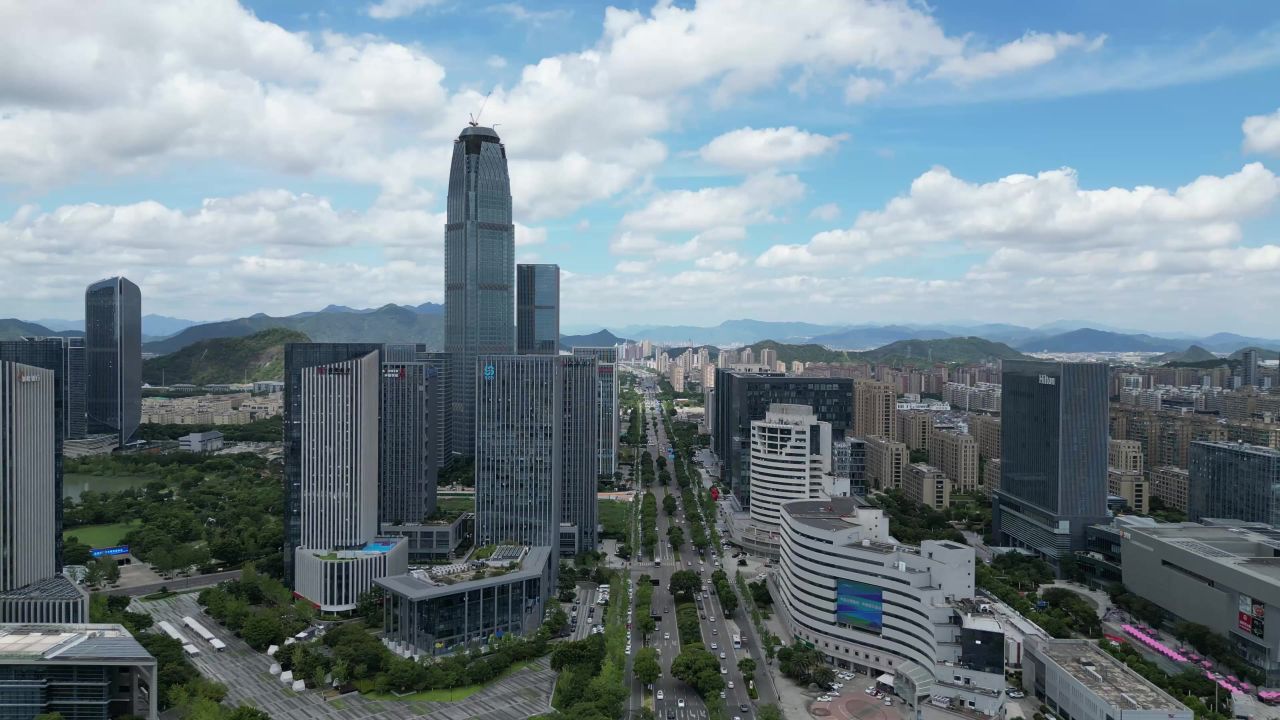 航拍浙江台州城市建设台州风光 