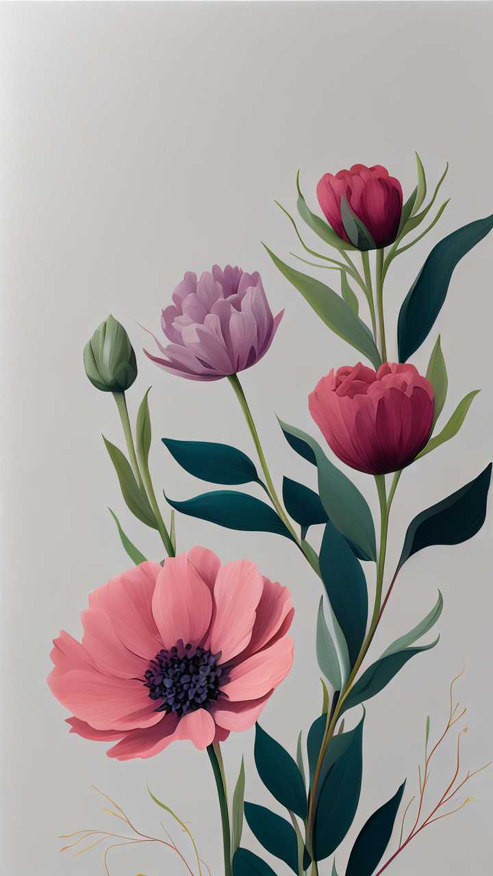 优雅超极简的花卉画