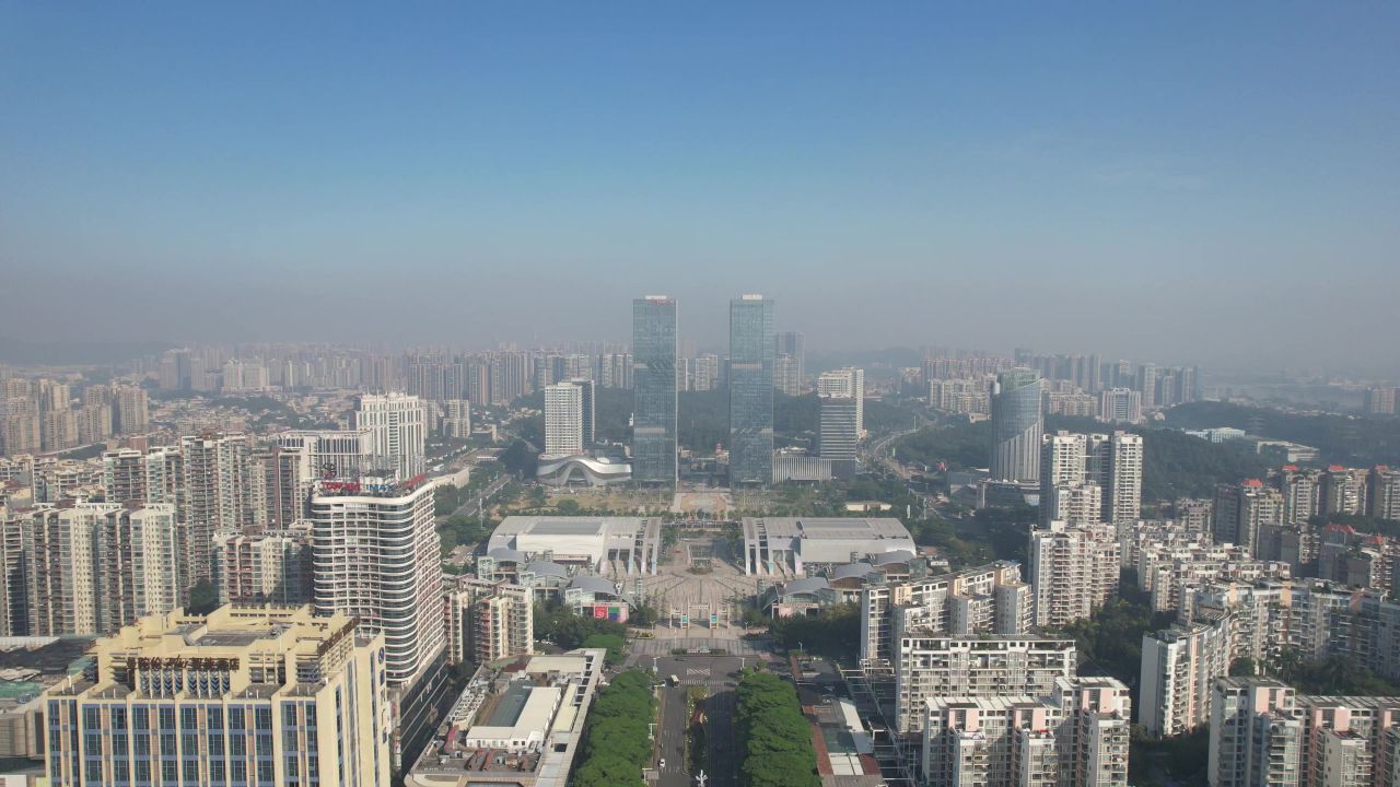 广东江门城市建设航拍 