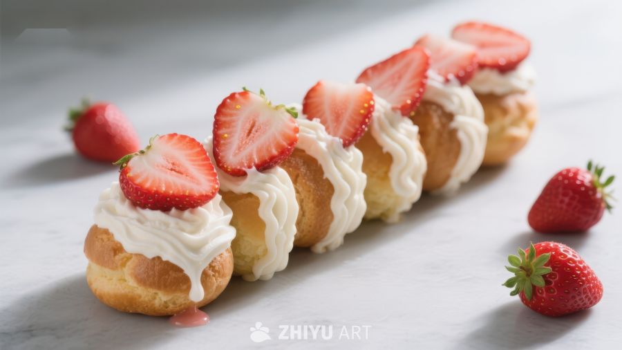 奶油泡芙配草莓