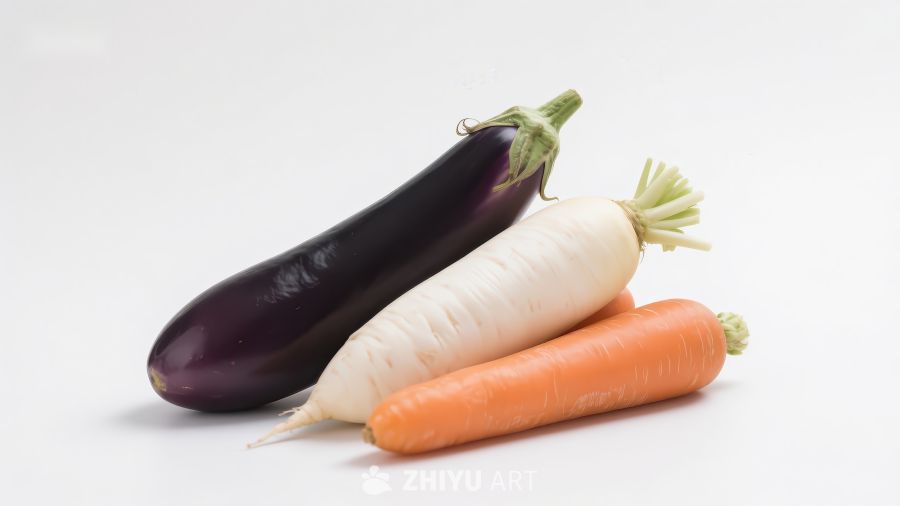 茄子、白萝卜与胡萝卜的组合