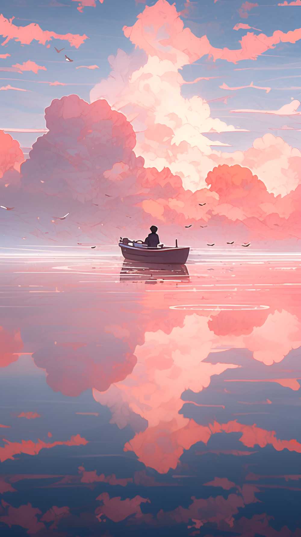 帆船桃红色背景1