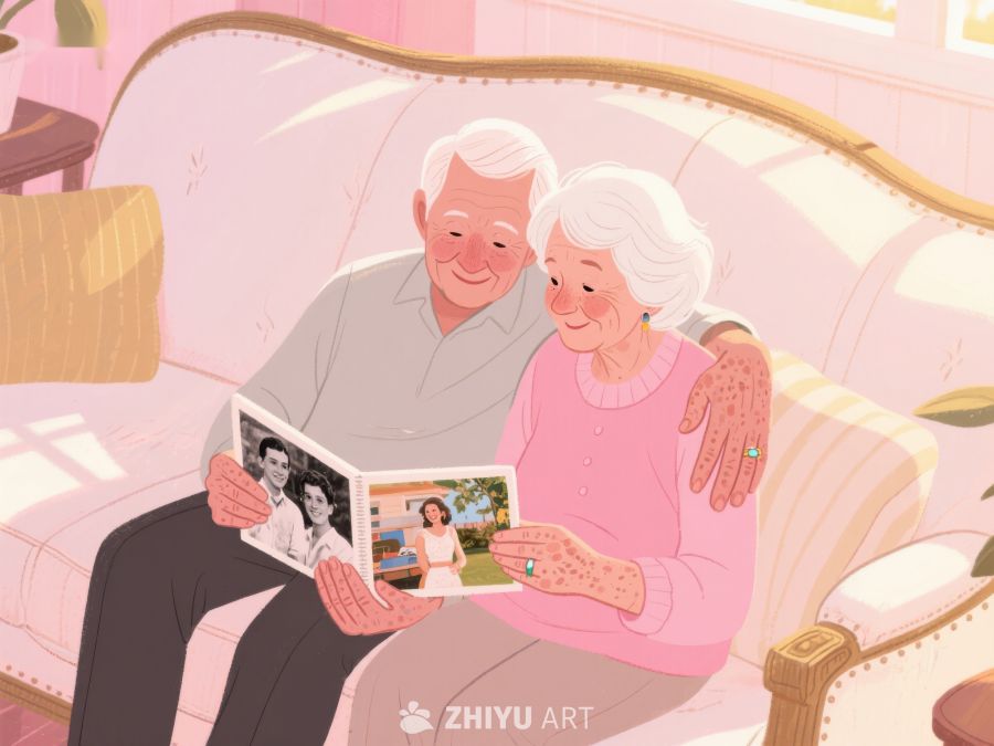 老夫妇共览旧照片 466