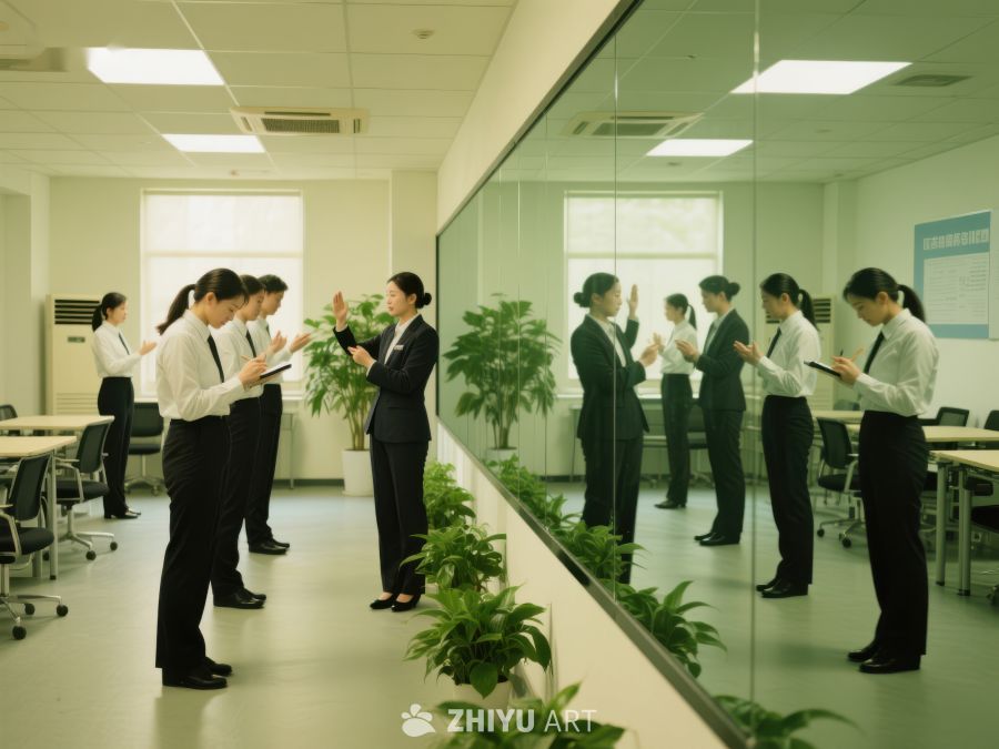 办公室内员工集体晨会 57