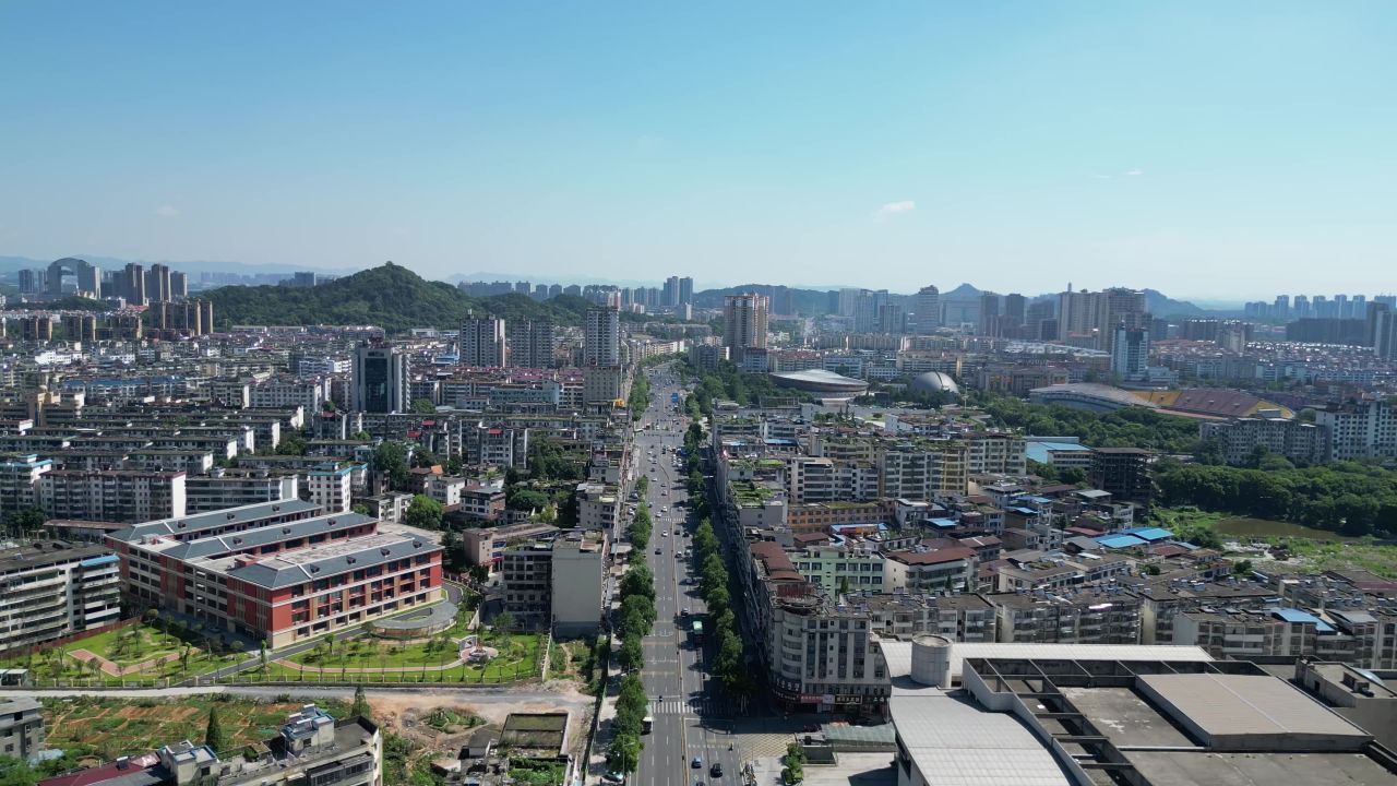 航拍江西宜春建设宜春大景
