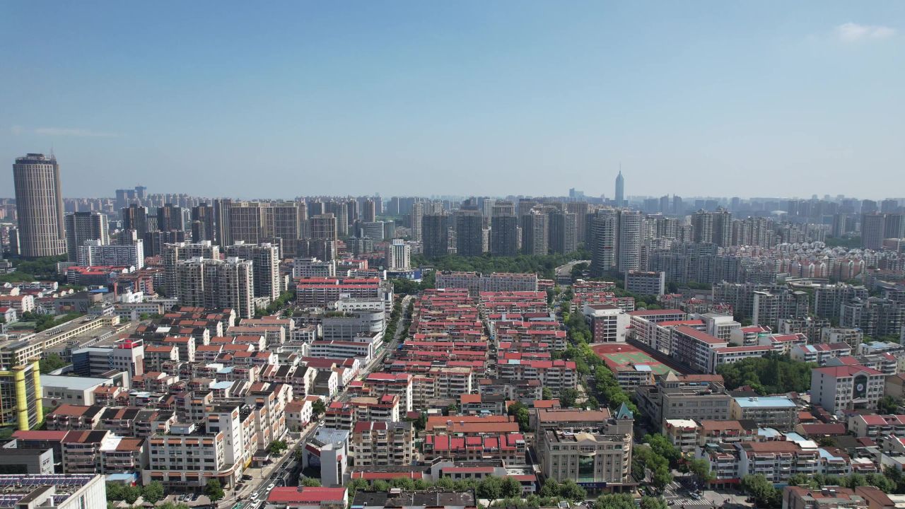 江苏常州城市风光航拍 