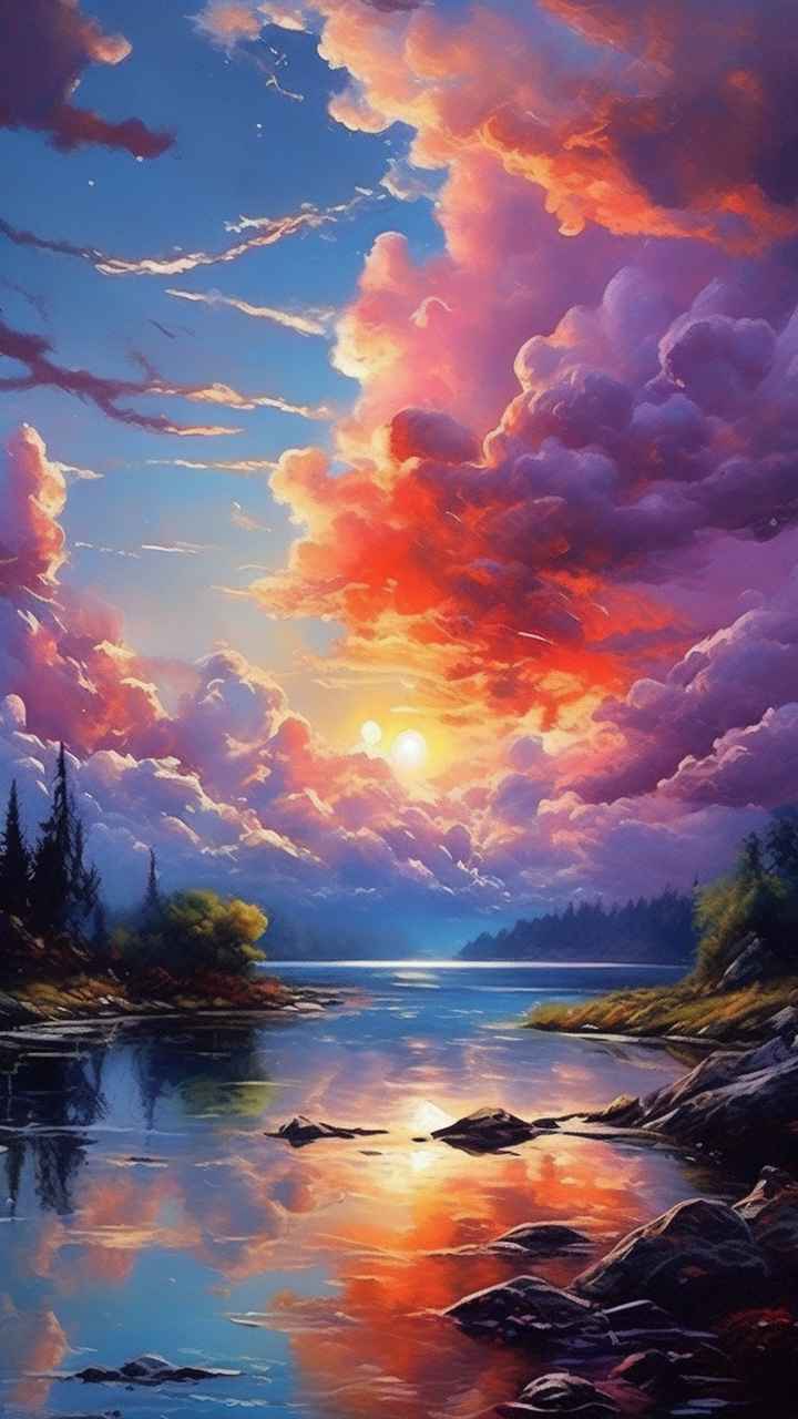 火烧云自然主题插画 26