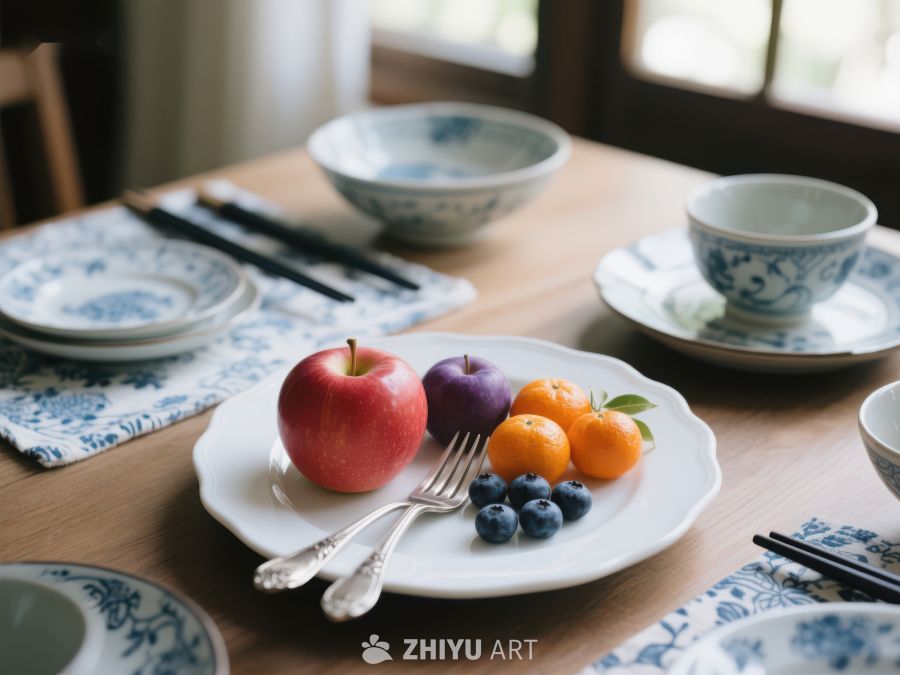 餐桌上的水果与餐具 65