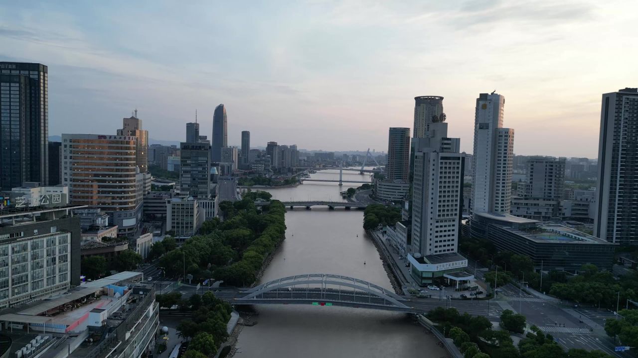 航拍浙江宁波城市风光宁波建设
