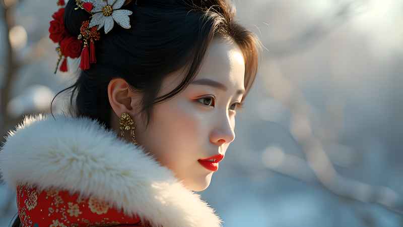 古风美女冬季造型唯美户外拍摄 8