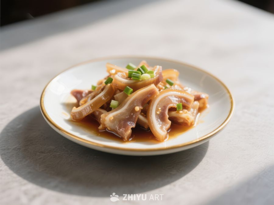 精致盘中的酱汁鱿鱼圈 514