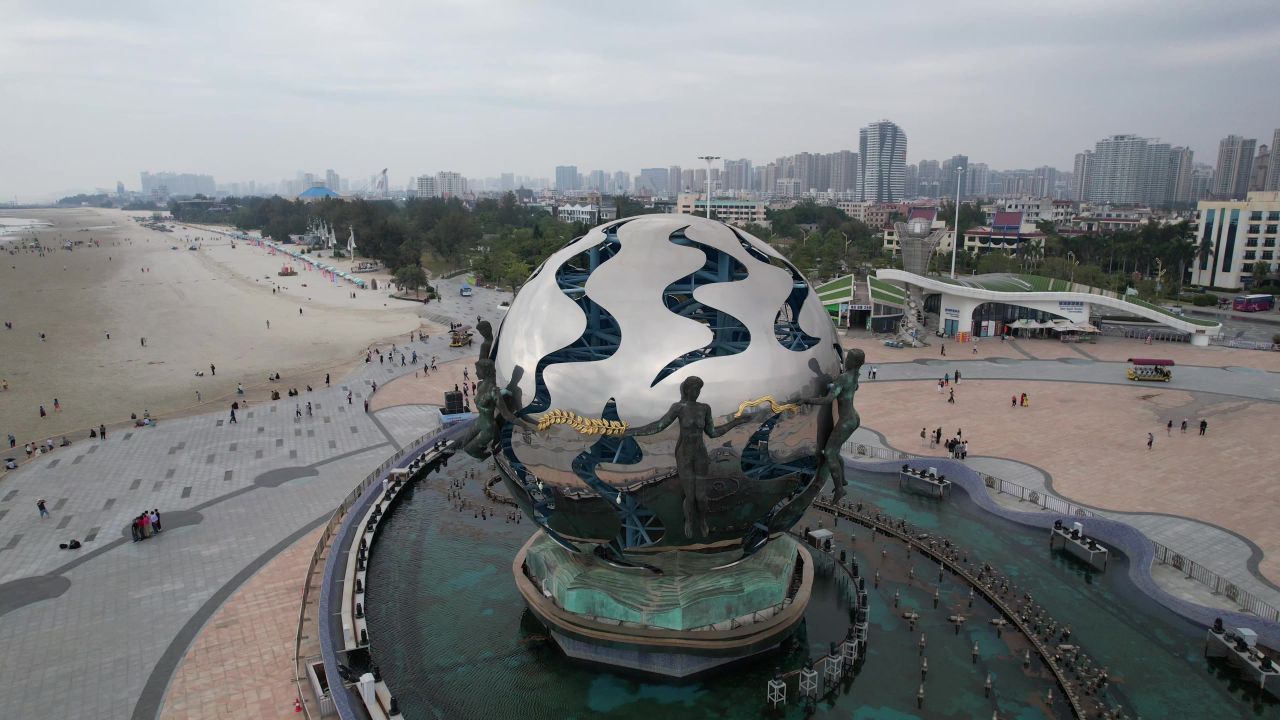 大海海洋沙滩广西北海银滩航拍