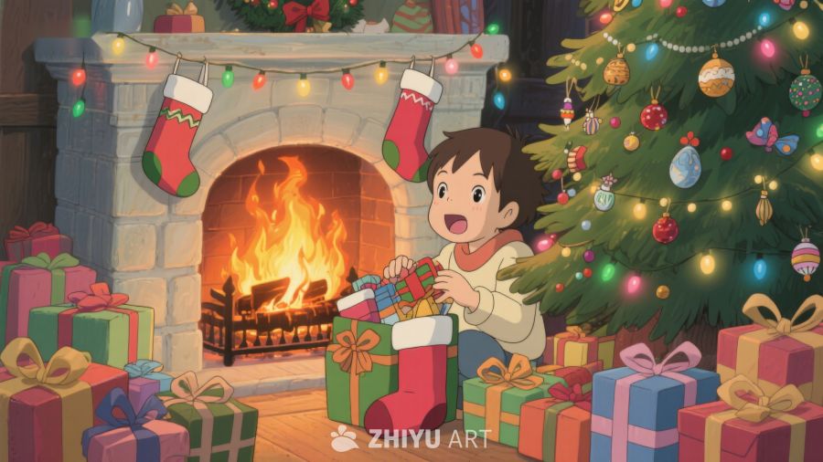 温馨圣诞夜，孩子惊喜拆礼物 270